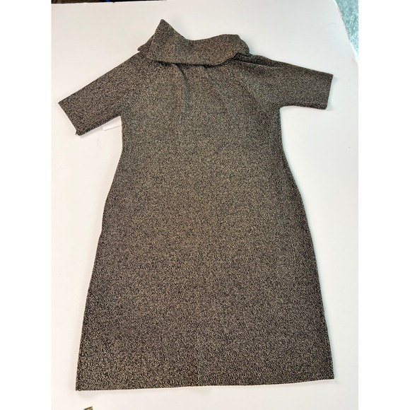 Calvin Klein Sweater Dress Sheath Metallic Gold & Black Zipper Detail XL - Picture 16 of 16